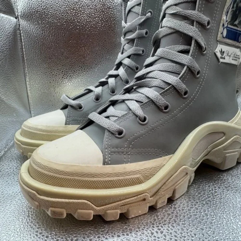 Size 6‎ Adidas Raf Simons Detroit High Top Portrait Womens Gray Lace-Up Boots